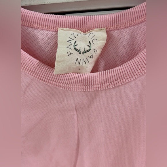 PRELOVED SZ L Fantastic Fawn Pink Women’s Sweatshirt with Bow Accents - Picture 2 of 9